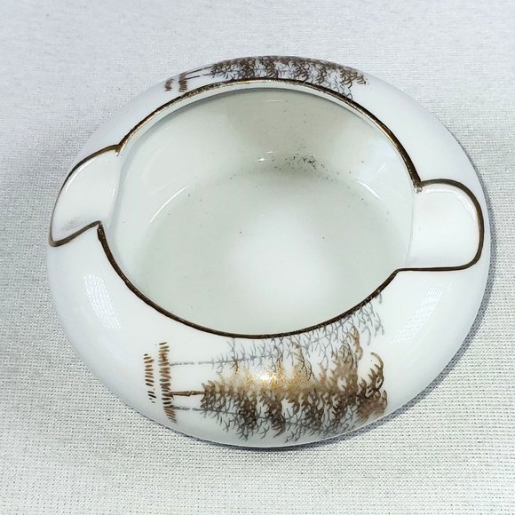 Japanese FUKAGAWA ARITA Ashtray Chopsticks Rest Coin Ring Dish Tray Holder Gold - Picture 2 of 3